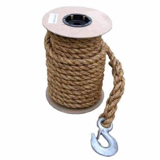 3/4" x 60' 3 Strand Manila Rope with Forged Snap Hook