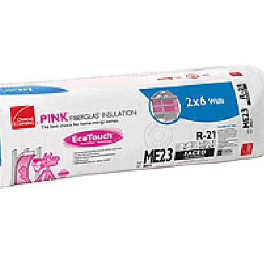 23" x 93" R-21 D55A EcoTouch® PINK® Fiberglas™ Kraft Faced Insulation with PureFiber® Technology- 89.13 Sq. Ft. Bag