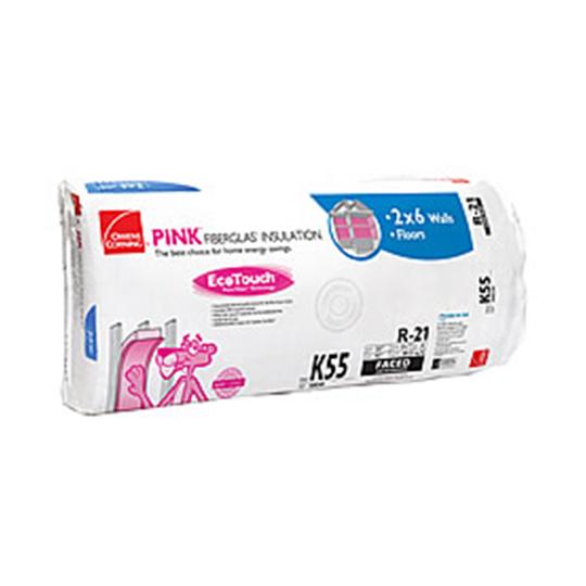 23" x 93" R-19 W61 EcoTouch® PINK® Fiberglas™ Unfaced Batt Insulation with PureFiber® Technology - 118.83 Sq. Ft. Bag