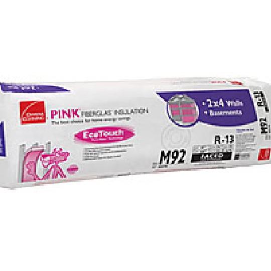 3-1/2" x 15" x 93" R-13 M90 EcoTouch® PINK® Fiberglas™ Kraft Faced Batt Insulation with PureFiber® Technology - 125.94 Sq. Ft. Bag