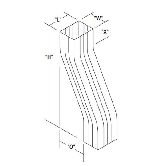 16 Oz. 3" x 4" Square Corrugated Copper 2" Offsets