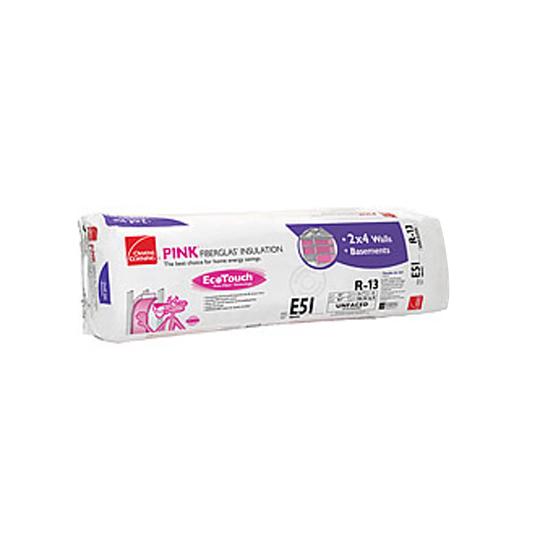 3-1/2" x 15" x 93" R-13 E51 EcoTouch® PINK® Fiberglas™ Unfaced Batt Insulation with PureFiber® Technology - 106.56 Sq. Ft. Bag