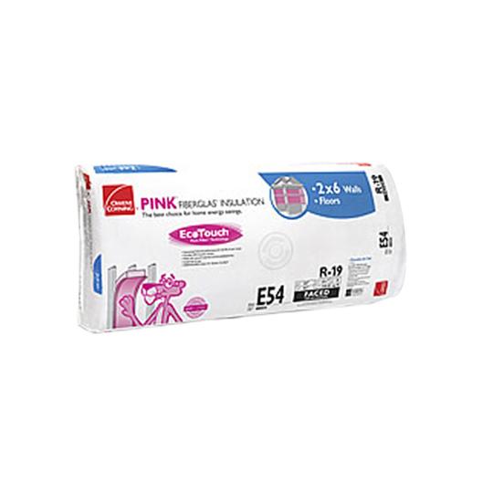 6-1/4" x 23" x 93" R-19 E54 EcoTouch® PINK® Fiberglas™ Kraft Faced Batt Insulation with PureFiber® Technology - 118.83 Sq. Ft. Bag