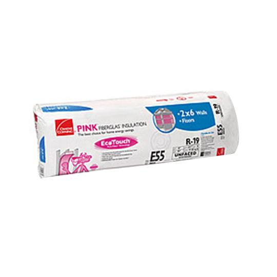 6-1/4" x 15" x 93" R-19 E55 EcoTouch® PINK® Fiberglas™ Unfaced Batt Insulation with PureFiber® Technology - 77.50 Sq. Ft. Bag