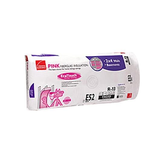 3-1/2" x 23" x 93" R-13 E52 EcoTouch® PINK® Fiberglas™ Kraft Faced Batt Insulation with PureFiber® Technology - 148.54 Sq. Ft. Bag