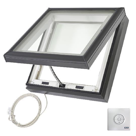 Electric "Fresh Air" Curb-Mounted Skylight with Aluminum Cladding & Laminated Low-E3 Glass