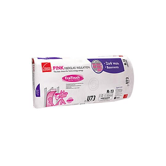 3-1/2" x 23" x 93" R-13 U73 EcoTouch® PINK® Fiberglas™ Unfaced Batt Insulation with PureFiber® Technology - 178.25 Sq. Ft. Bag