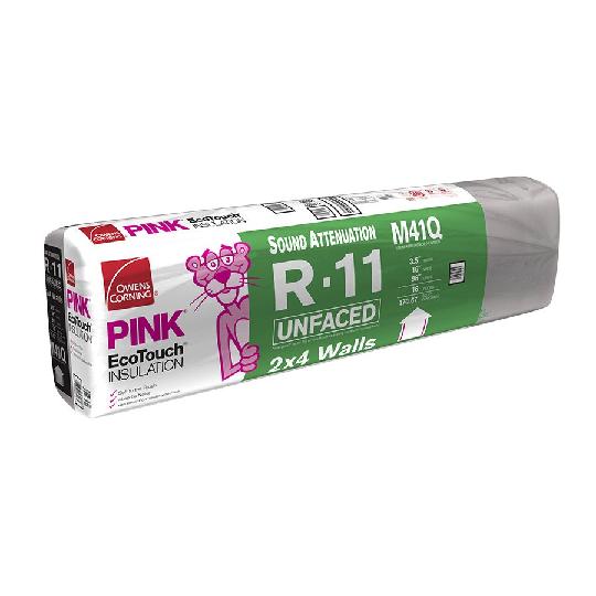 3-1/2" x 16" x 96" R-11 M41Q EcoTouch® PINK® Fiberglas™ Unfaced Batt Insulation with PureFiber® Technology - 170.67 Sq. Ft. Bag