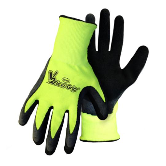 V2 FLEXI-GRIP® High-Vis Polyester Knit Latex Palm Gloves - Size Extra Large