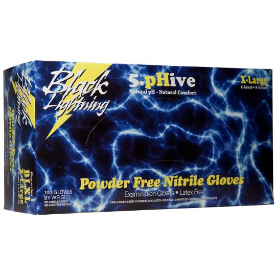 X-Large Black Lightning Nitrile Gloves - Box of 100