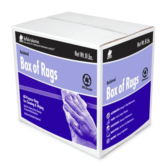 Buffalo Industrial White Tee Shirt Rags - 8 Lb. Box