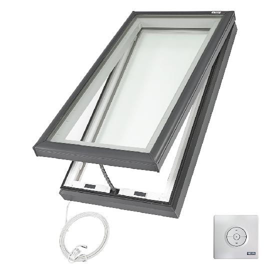 Electric "Fresh Air" Curb-Mounted Skylight with Aluminum Cladding & Laminated Low-E3 Glass