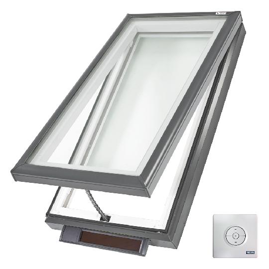 Solar Powered "Fresh Air" Curb-Mounted Skylight with Aluminum Cladding & Laminated Low-E3 Glass